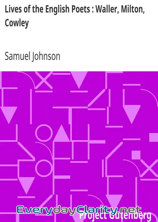 Book cover: Lives Of The English Poets . Waller, Milton, Cowley