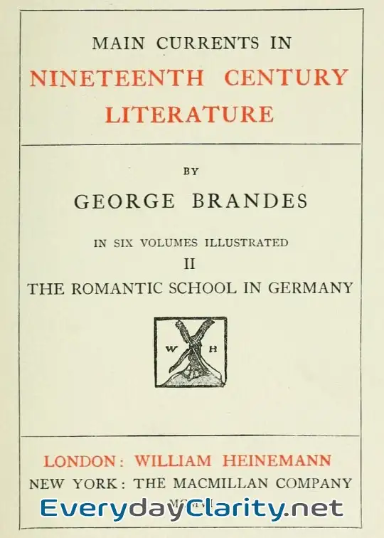 Book cover: Main Currents In Nineteenth Century Literature - 2. The Romantic School In Germany