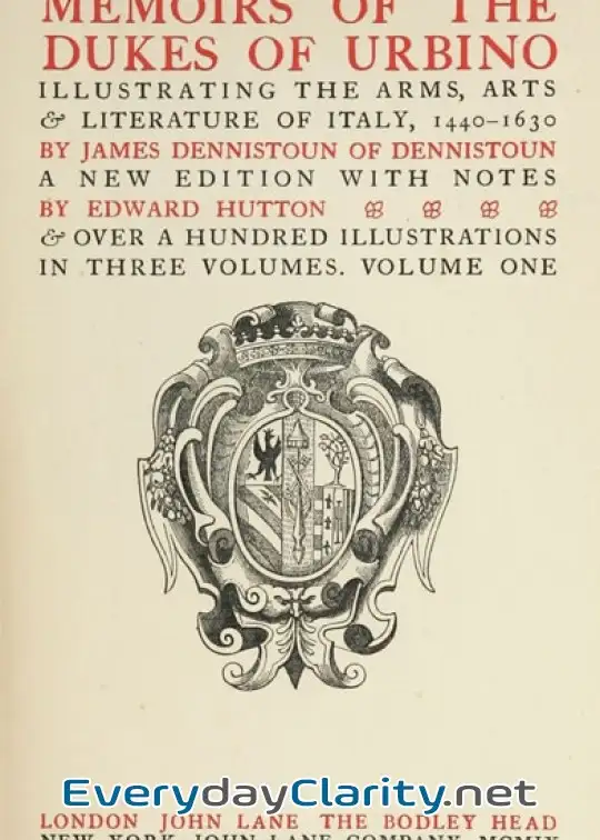 Book cover: Memoirs Of The Dukes Of Urbino, Volume 1 (Of 3) . Illustrating The Arms, Arts, And Literat