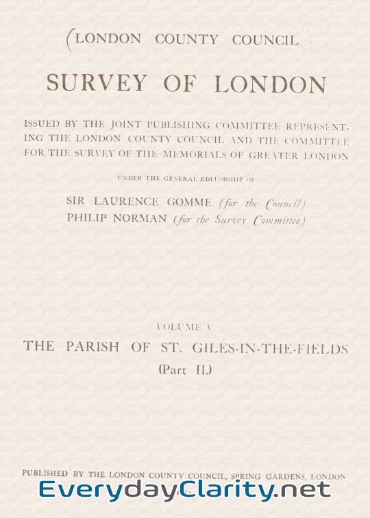 Book cover: Survey Of London, Volume 05 (Of 14), The Parish Of St. Giles-In-The-Fields, Part 2