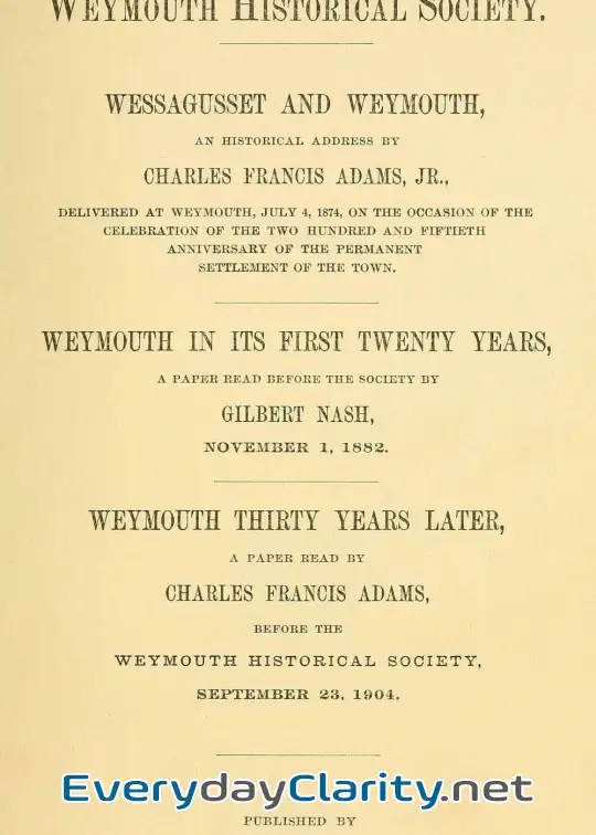 Book cover: Wessagusset And Weymouth