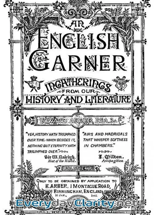 Book cover: An English Garner. Ingatherings From Our History And Literature (4 Of 8)