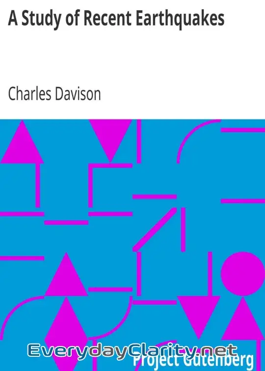 Book cover: A Study Of Recent Earthquakes