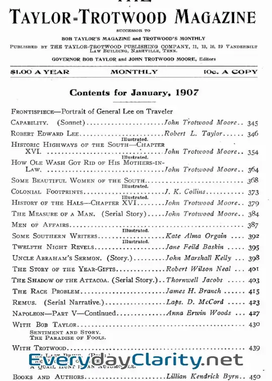 Book cover: The Taylor-Trotwood Magazine, Vol. Iv, No. 4, January 1907