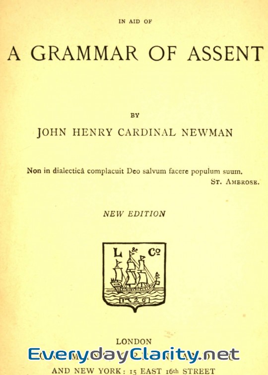 Book cover: An Essay In Aid Of A Grammar Of Assent