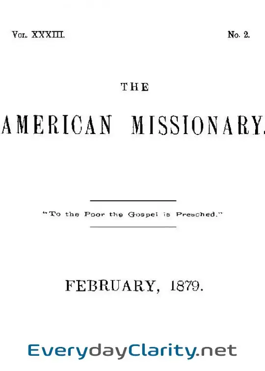 Book cover: The American Missionary - Volume 33, No. 02, February, 1879