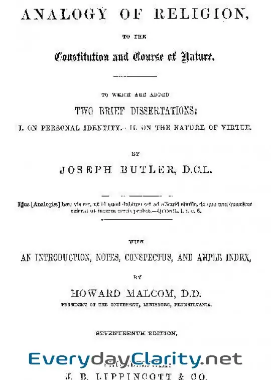Book cover: The Analogy Of Religion To The Constitution And Course Of Nature . To Which Are Added Two