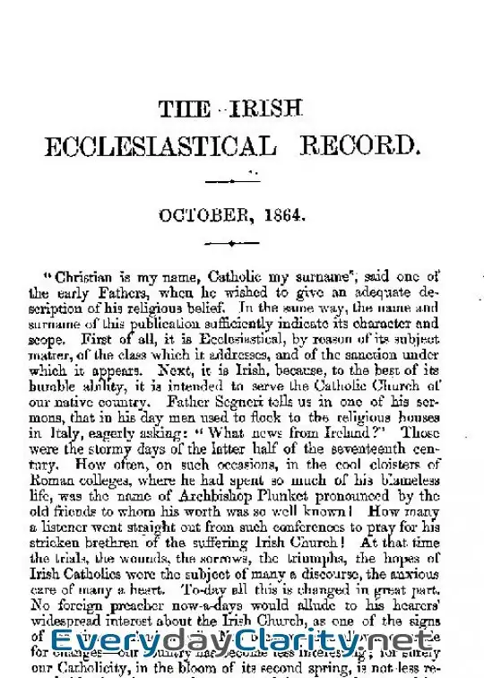 Book cover: The Irish Ecclesiastical Record, Volume 1, October, 1864