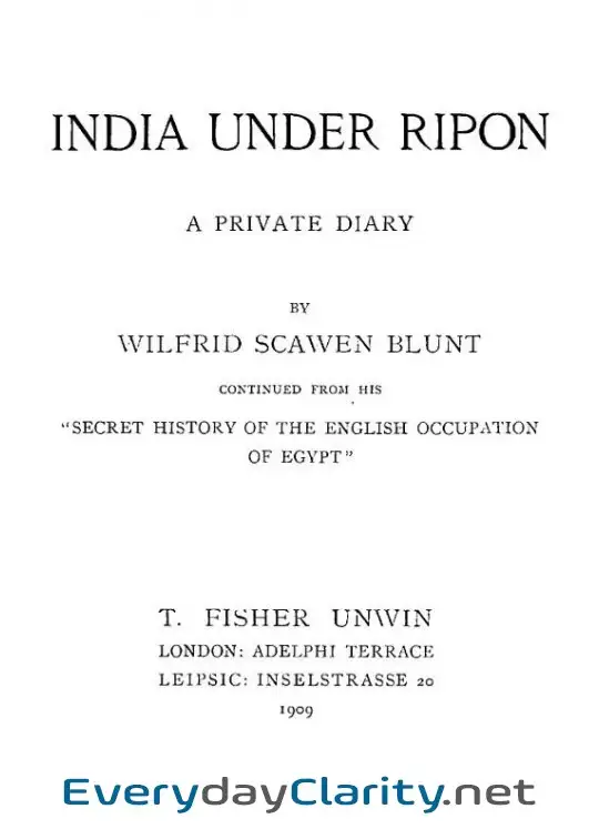 Book cover: India Under Ripon. A Private Diary