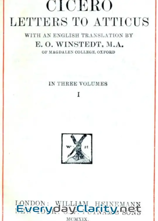 Book cover: Cicero. Letters To Atticus, Vol. 1 Of 3