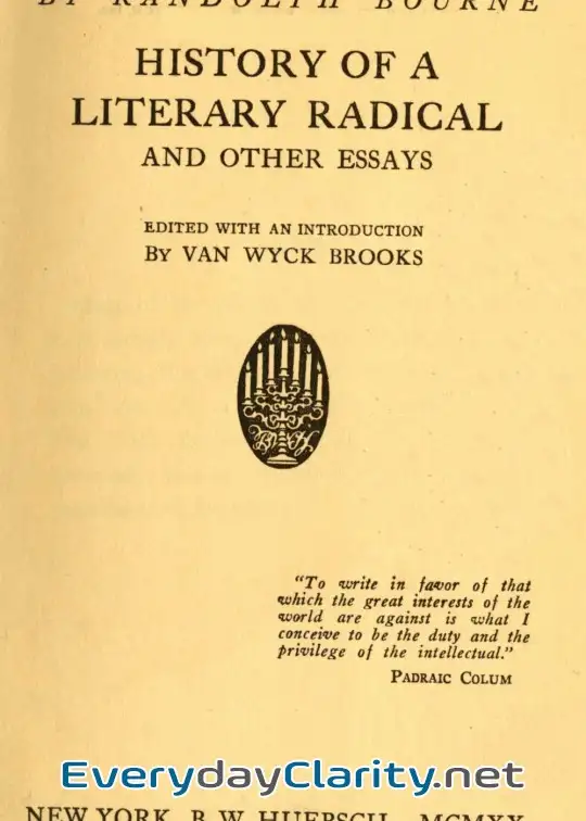 Book cover: History Of A Literary Radical, And Other Essays
