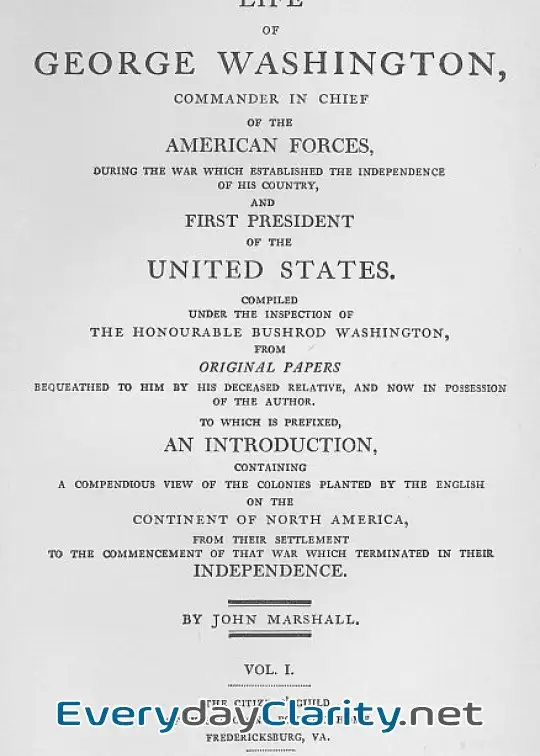 Book cover: The Life Of George Washington, Vol. 1 . Commander In Chief Of The American Forces During T