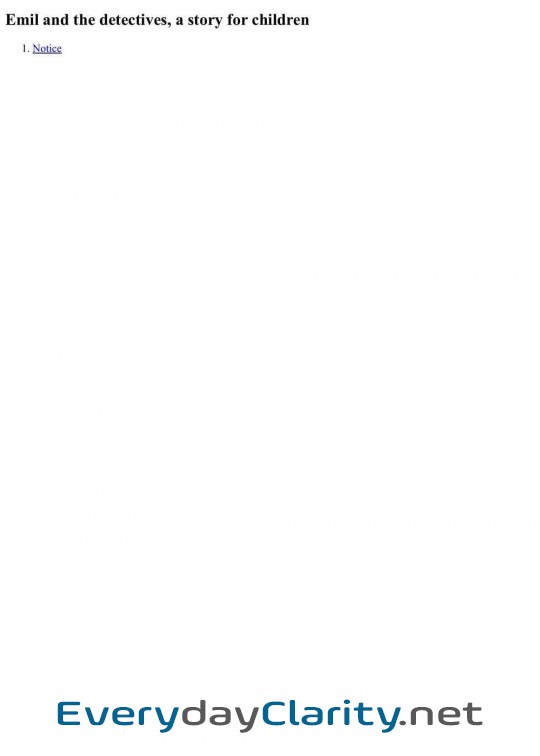 Book cover: Emil And The Detectives, A Story For Children