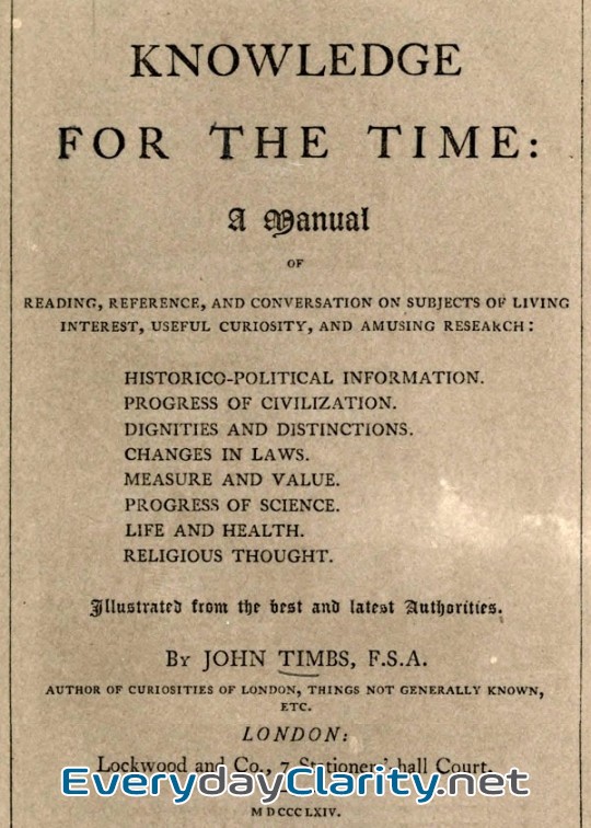 Book cover: Knowledge For The Time . A Manual Of Reading, Reference, And Conversation On Subjects Of L