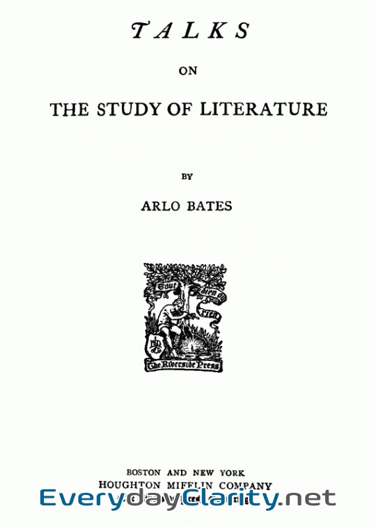 Book cover: Talks On The Study Of Literature