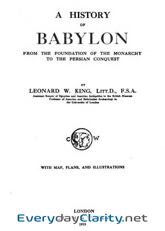 Book cover: A History Of Babylon, From The Foundation Of The Monarchy To The Persian Conquest