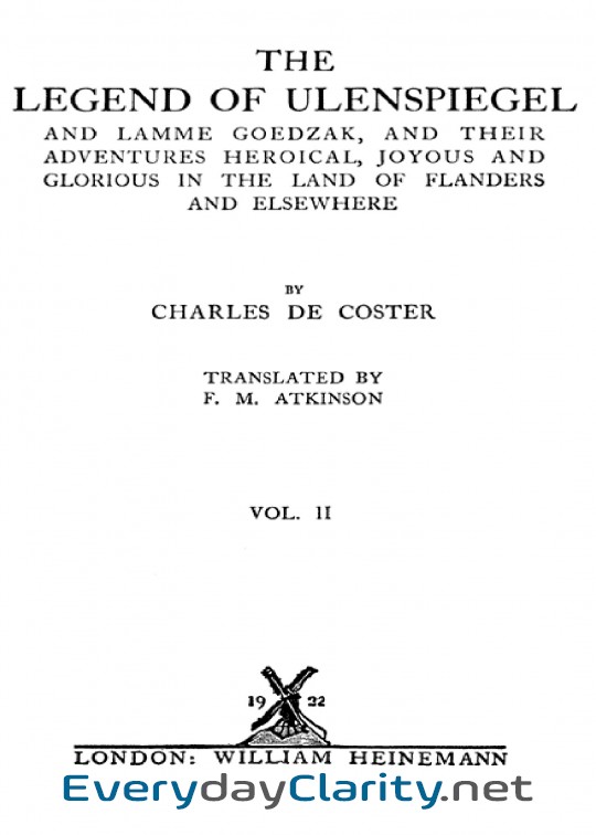 Book cover: The Legend Of Ulenspiegel, Volume 2 (Of 2) . And Lamme Goedzak, And Their Adventures Heroi