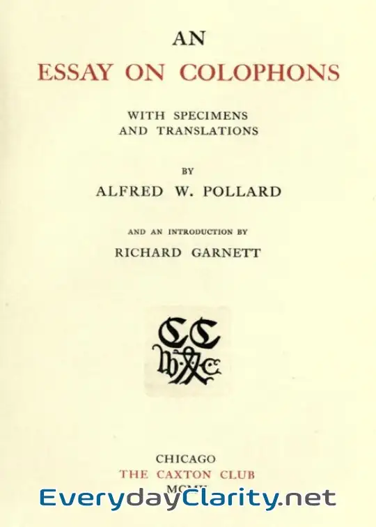 Book cover: An Essay On Colophons, With Specimens And Translations