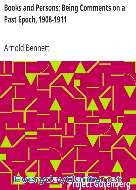 Book cover: Books And Persons; Being Comments On A Past Epoch, 1908-1911