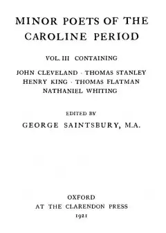 Minor Poets Of The Caroline Period, Vol. Iii