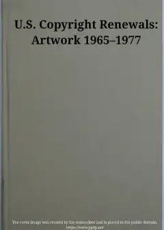 U.s. Copyright Renewals. Artwork 1965-1977
