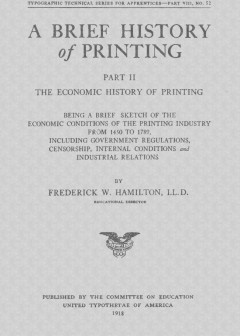 A Brief History Of Printing. Part Ii. The Economic History Of Printing