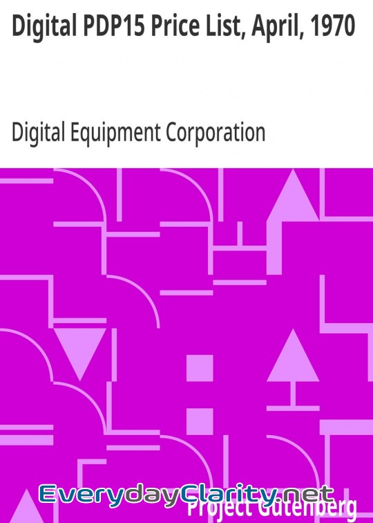 Book cover: Digital Pdp15 Price List, April, 1970