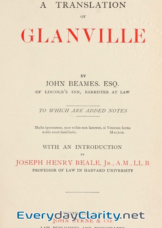 Book cover: A Translation Of Glanville