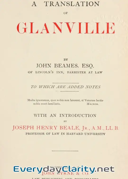 Book cover: A Translation Of Glanville