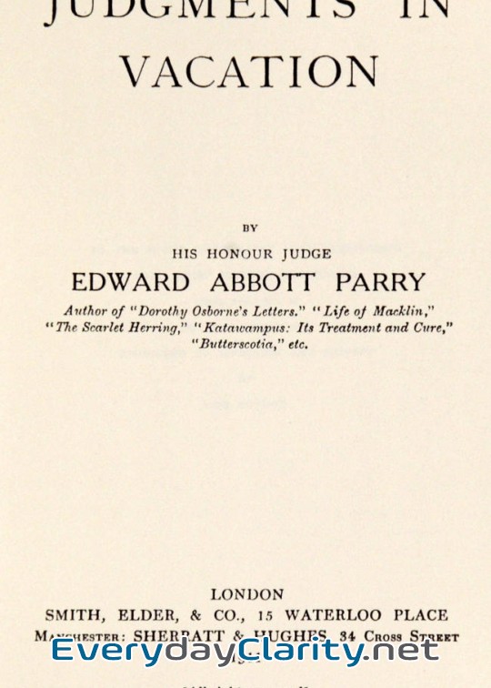 Book cover: Judgments In Vacation