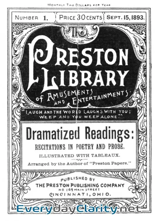 Book cover image Dramatized Readings. Recitations In Poetry And Prose, Illustrated With Tableaux . Preston