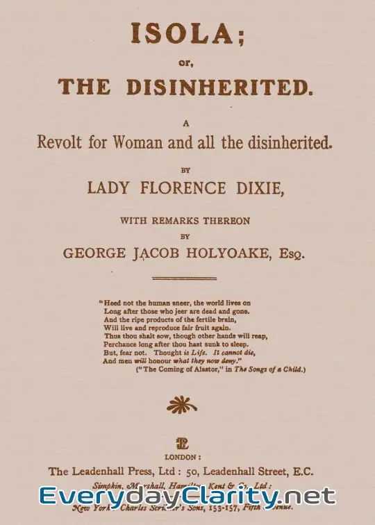 Book cover: Isola; Or, The Disinherited. A Revolt For Woman And All The Disinherited