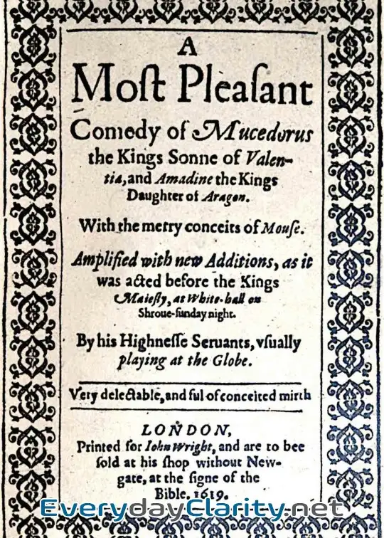 Book cover: Mucedorus