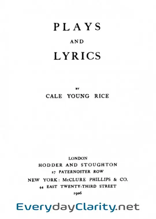 Book cover: Plays And Lyrics
