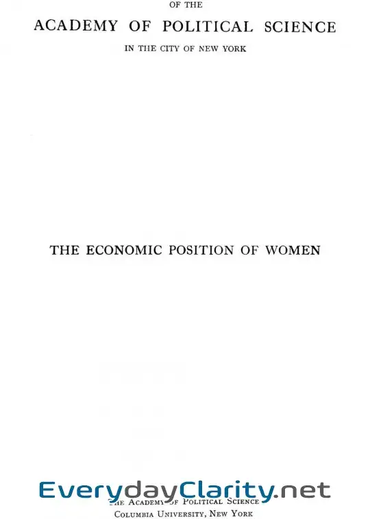 Book cover: The Economic Position Of Women