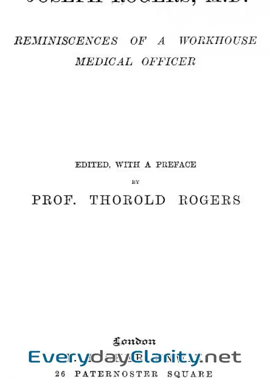 Book cover image Joseph Rogers, M.d.. Reminiscences Of A Workhouse Medical Officer