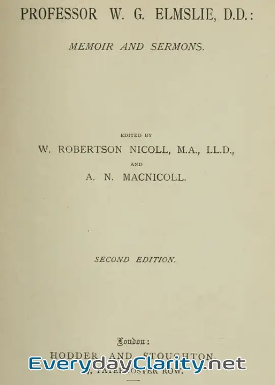 Book cover image Professor W. G. Elmslie, D.d.. Memoir And Sermons