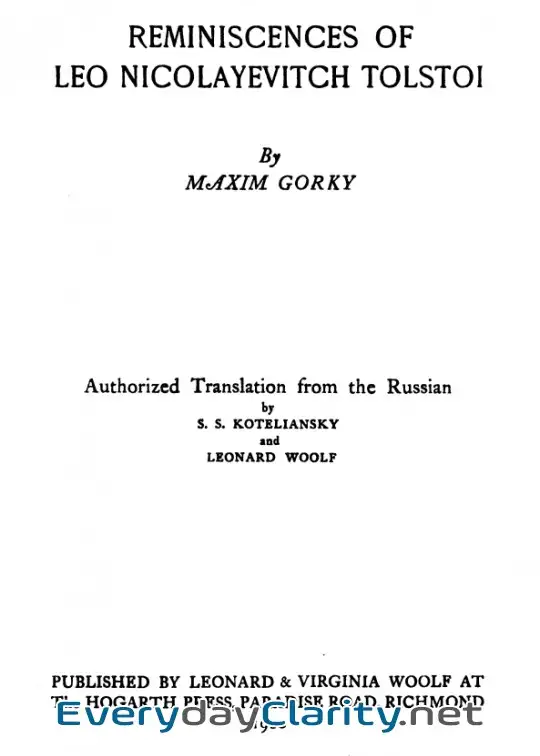 Book cover image Reminiscences Of Leo Nicolayevitch Tolstoi