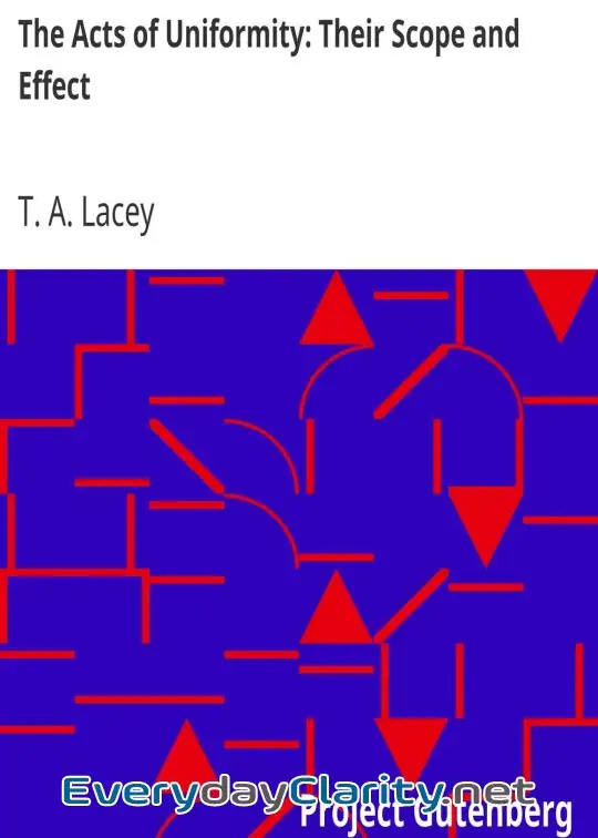Book cover: The Acts Of Uniformity. Their Scope And Effect