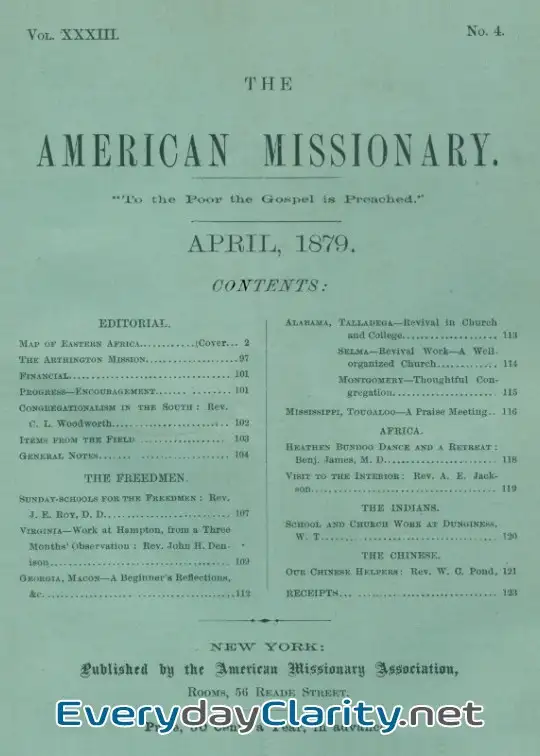 Book cover: The American Missionary — Volume 33, No. 04, April 1879