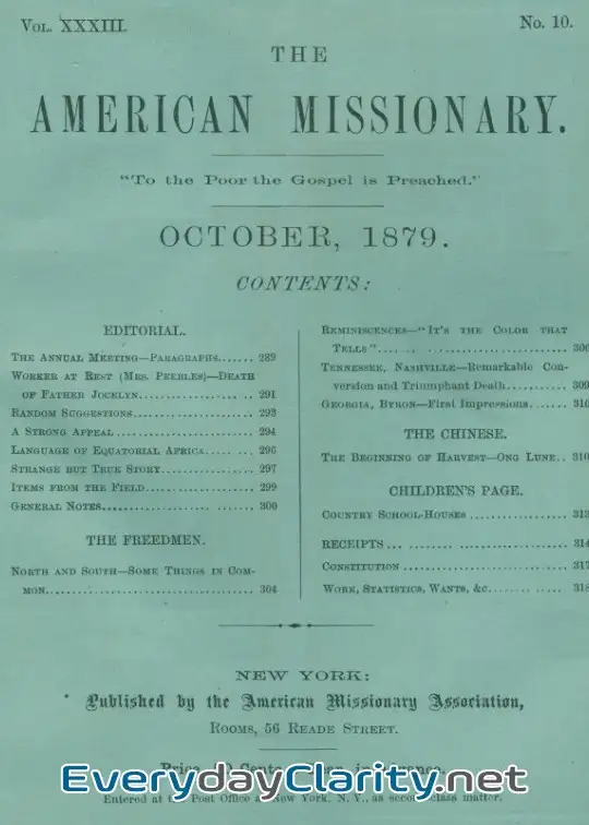 Book cover: The American Missionary — Volume 33, No. 10, October, 1879