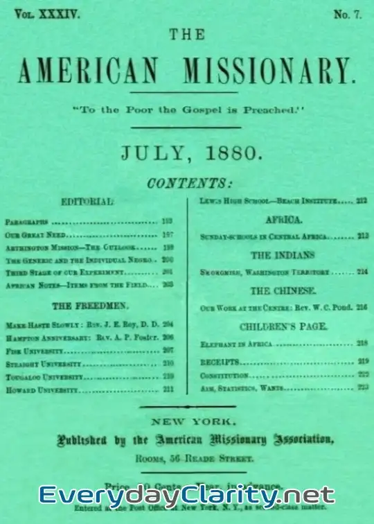 Book cover: The American Missionary — Volume 34, No. 7, July, 1880