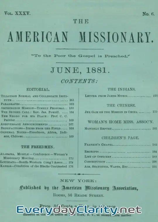 Book cover: The American Missionary — Volume 35, No. 6, June, 1881