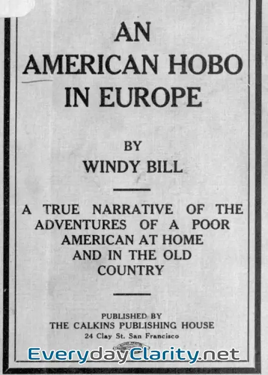 Book cover: An American Hobo In Europe . A True Narrative Of The Adventures Of A Poor American At Home