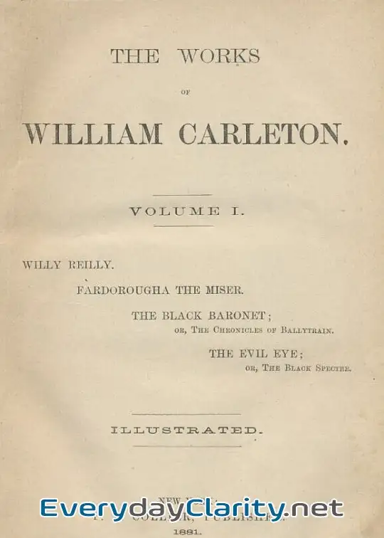 Book cover: Fardorougha, The Miser . The Works Of William Carleton, Volume One