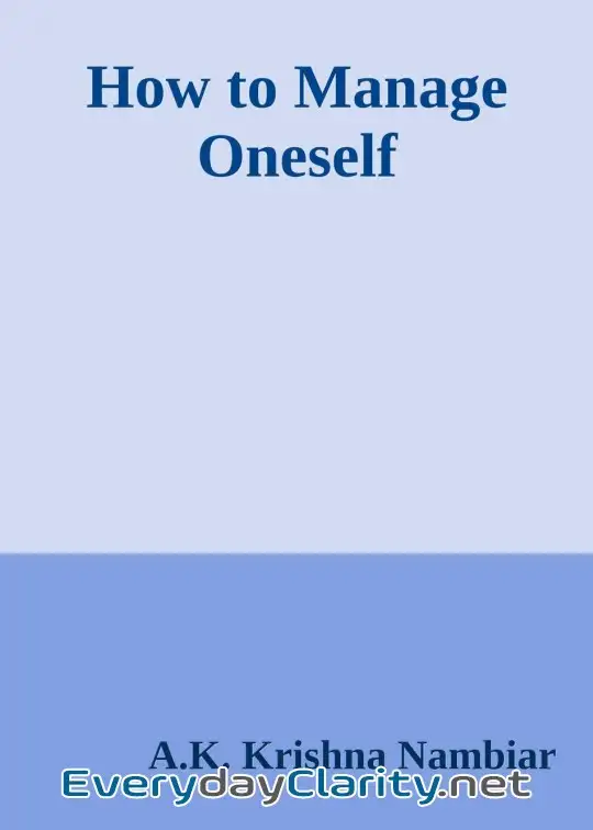 Book cover: How To Manage Oneself