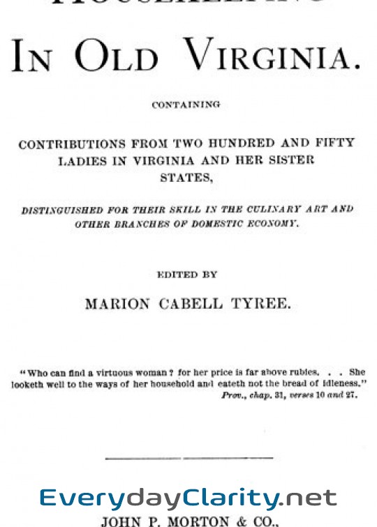 Book cover: Housekeeping In Old Virginia