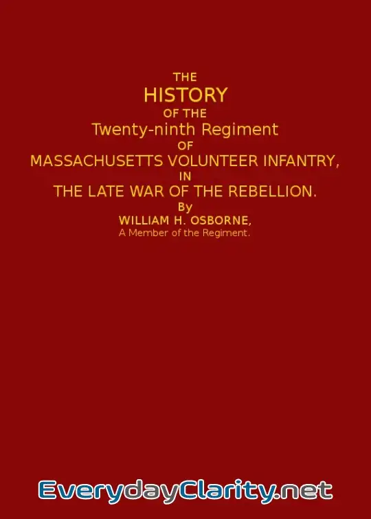 Book cover image The History Of The Twenty-Ninth Regiment Of Massachusetts Volunteer Infantry . In The Late