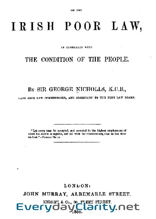Book cover: A History Of The Irish Poor Law, In Connexion With The Condition Of The People
