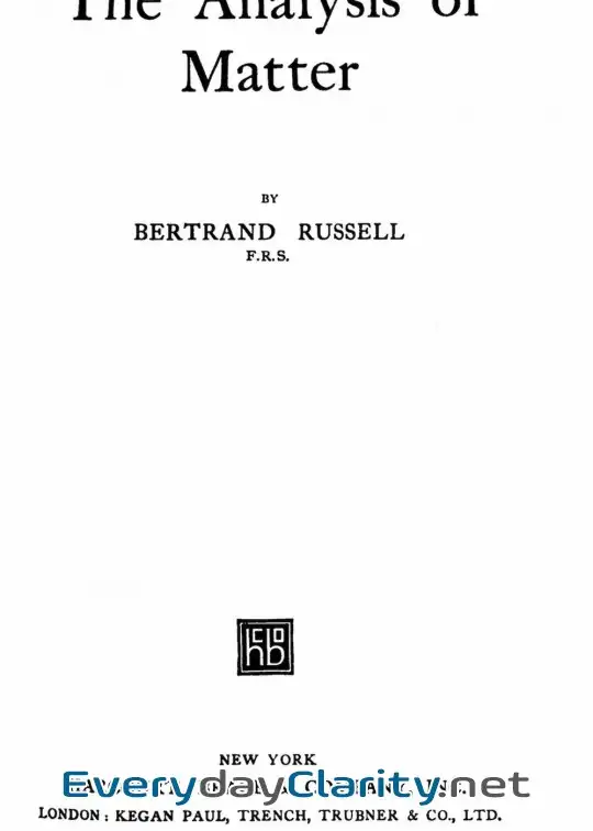 Book cover: The Analysis Of Matter
